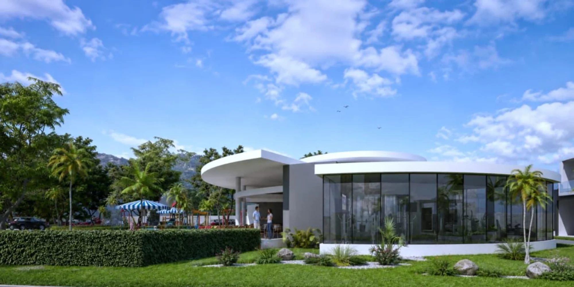 Fachada del club house de Shaddai-Jireh Residencial
