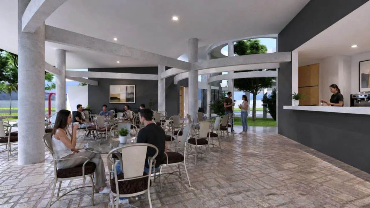The café and coffee bar inside the clubhouse